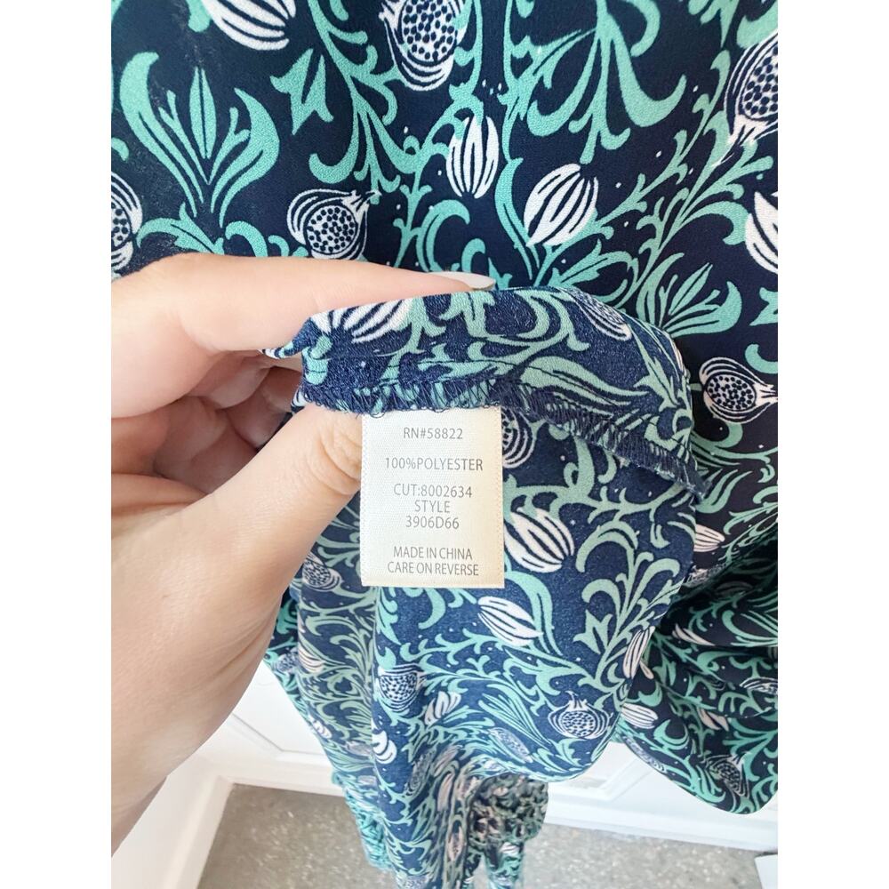 Max Studio Navy and Green Ruffle Midi Dress Floral size XS - Picture 6 of 10